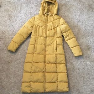 Long yellow puffer jacket